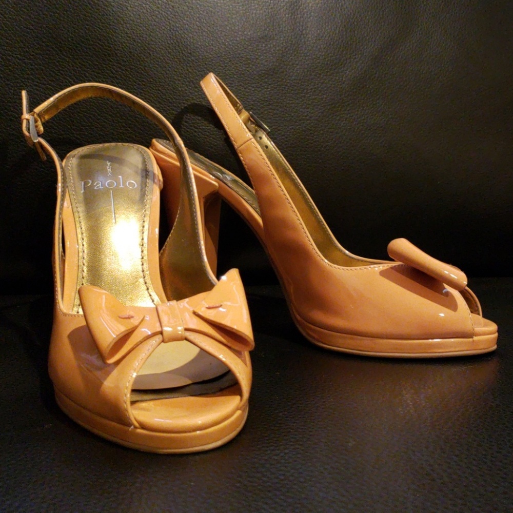 Tangerine Patent Leather Linea Paola Heels